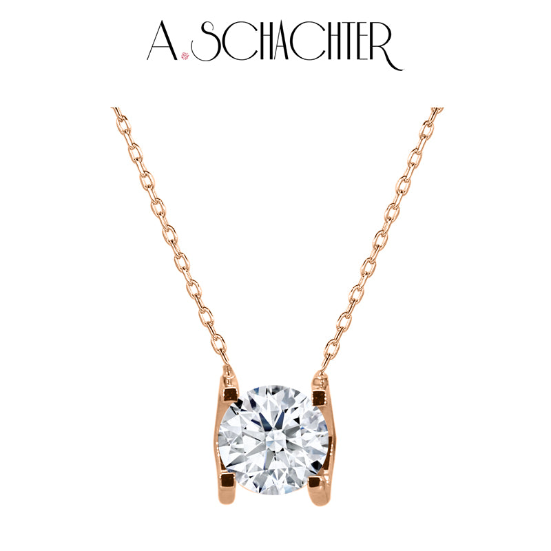 Luminous Grace Solitaire Necklace（1 ct. Round cut)