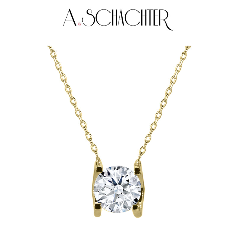 Luminous Grace Solitaire Necklace（1 ct. Round cut)