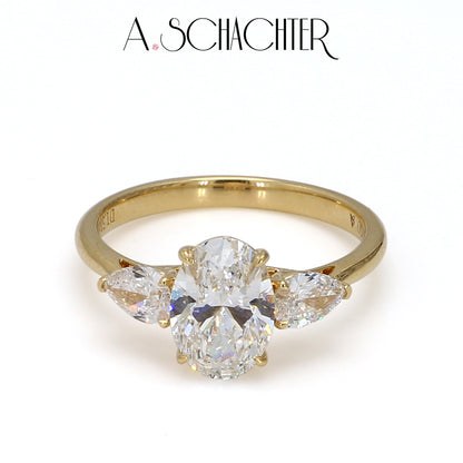 Oval Trilogy Diamond Ring（3.01 ct. Oval cut)