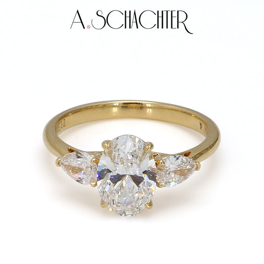 Petite Oval Trilogy Diamond Ring （1.55 ct. Oval cut)