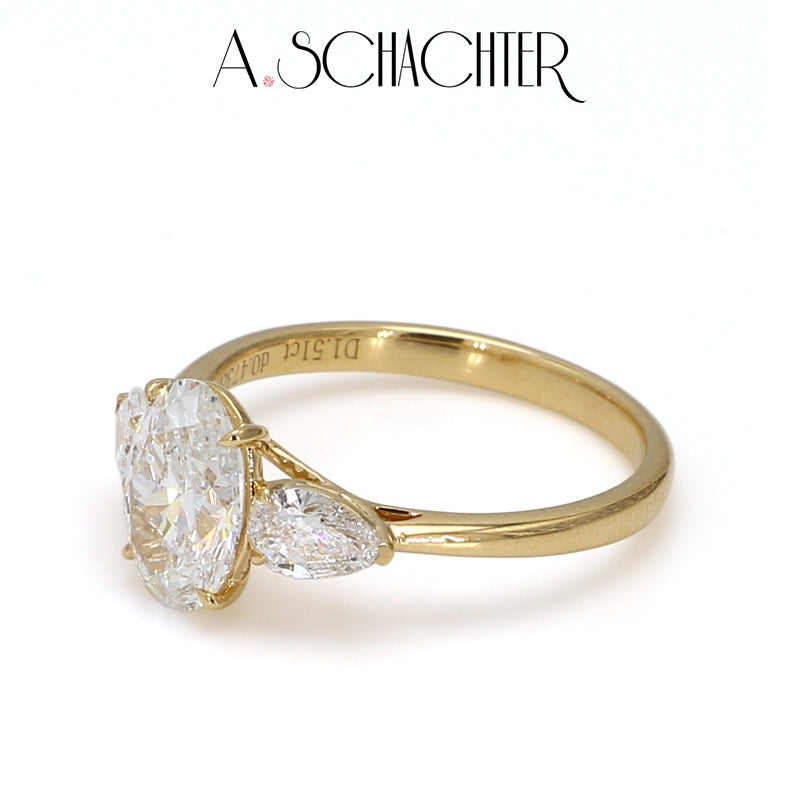 Oval Trilogy Diamond Ring（3.01 ct. Oval cut)