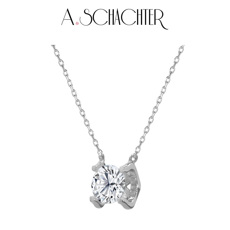 Luminous Grace Solitaire Necklace（1 ct. Round cut)