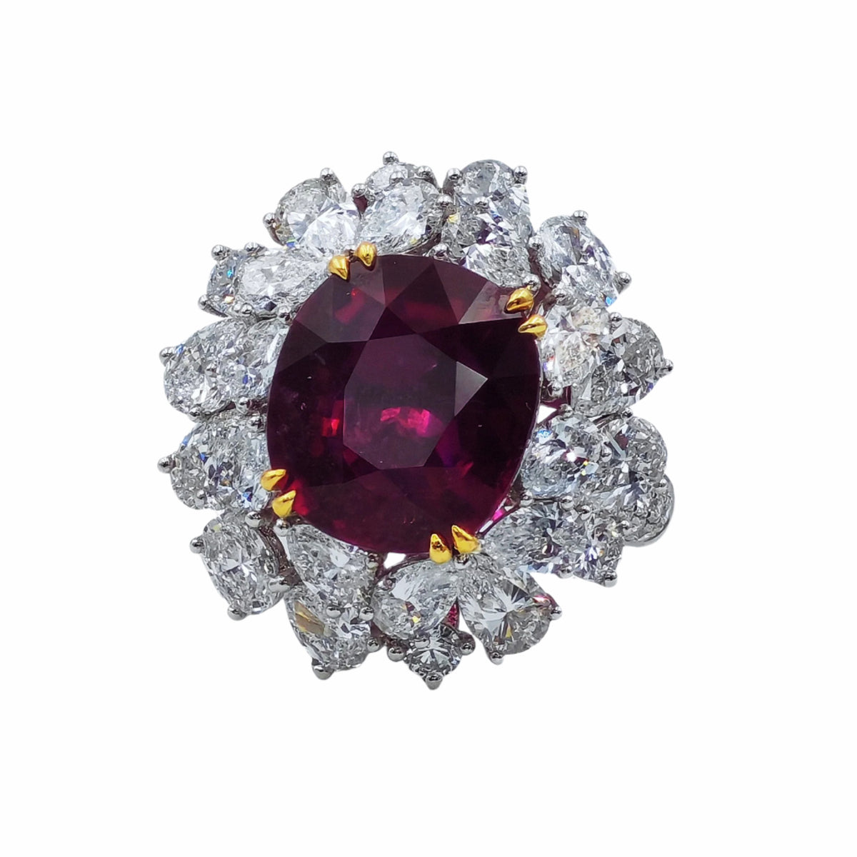 Imperial Fuchsia Convertible Ring-Pendant（6.38 ct. Natural Rubellite Ring Cushion cut)