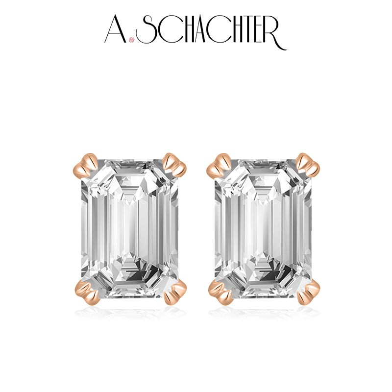 Classic Emerald-Cut Diamond Studs （1.03 ct. Emerald cut)