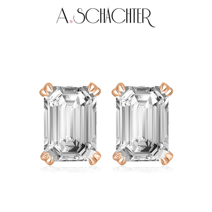 Classic Emerald-Cut Diamond Studs （1.03 ct. Emerald cut)