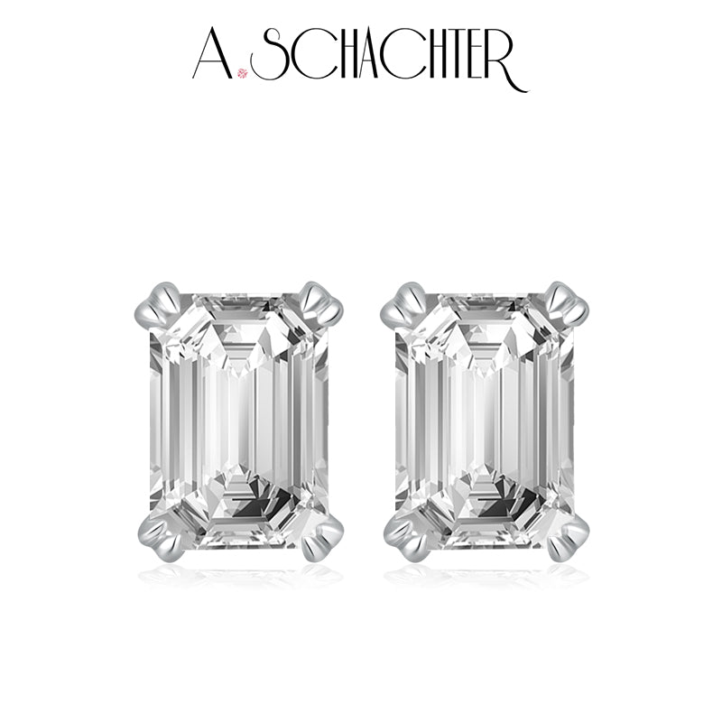 Classic Emerald-Cut Diamond Studs （1.03 ct. Emerald cut)
