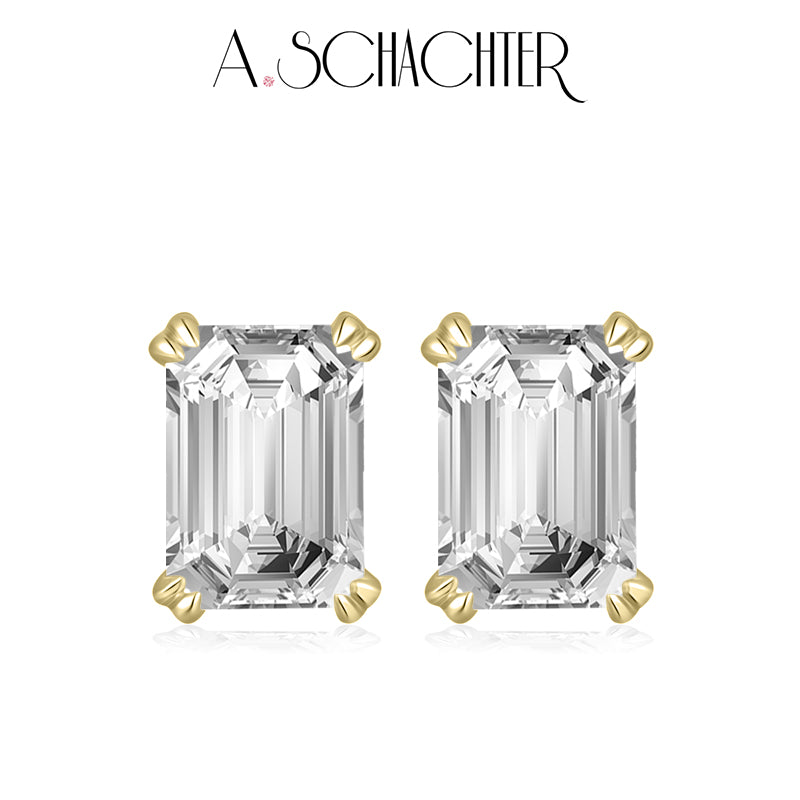 Classic Emerald-Cut Diamond Studs （1.03 ct. Emerald cut)