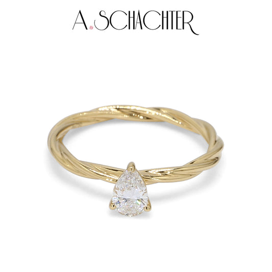 Pear Solitaire Twist Ring （0.3 ct. Pear cut)