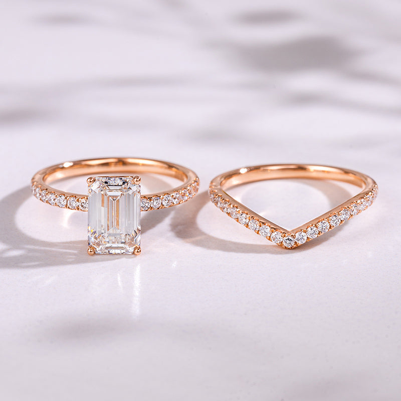 Prism Aurora Ring Set （2 ct. Emerald cut)