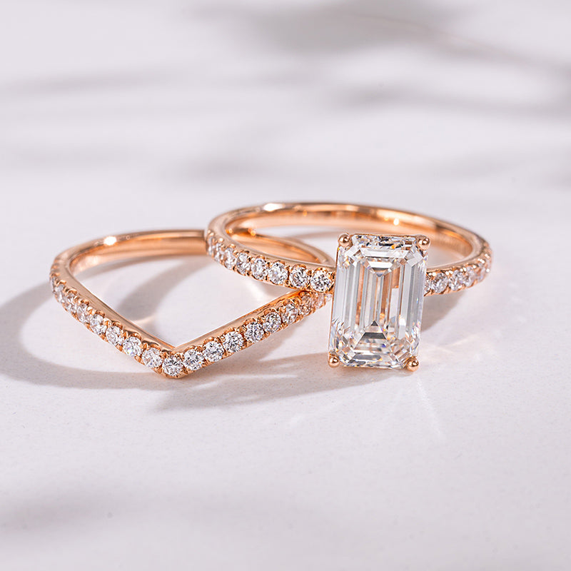 Prism Aurora Ring Set （2 ct. Emerald cut)