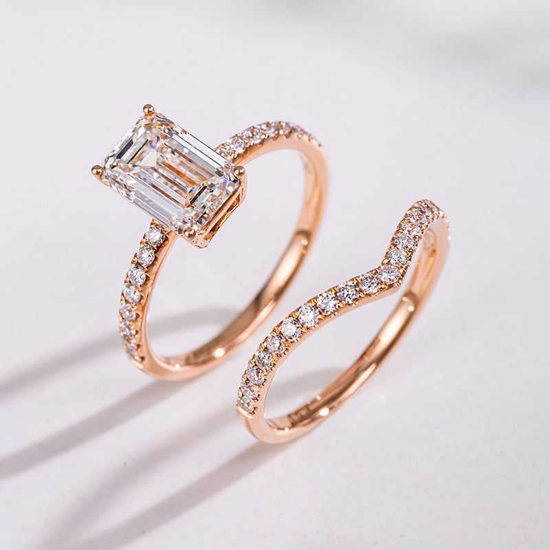 Prism Aurora Ring Set （2 ct. Emerald cut)