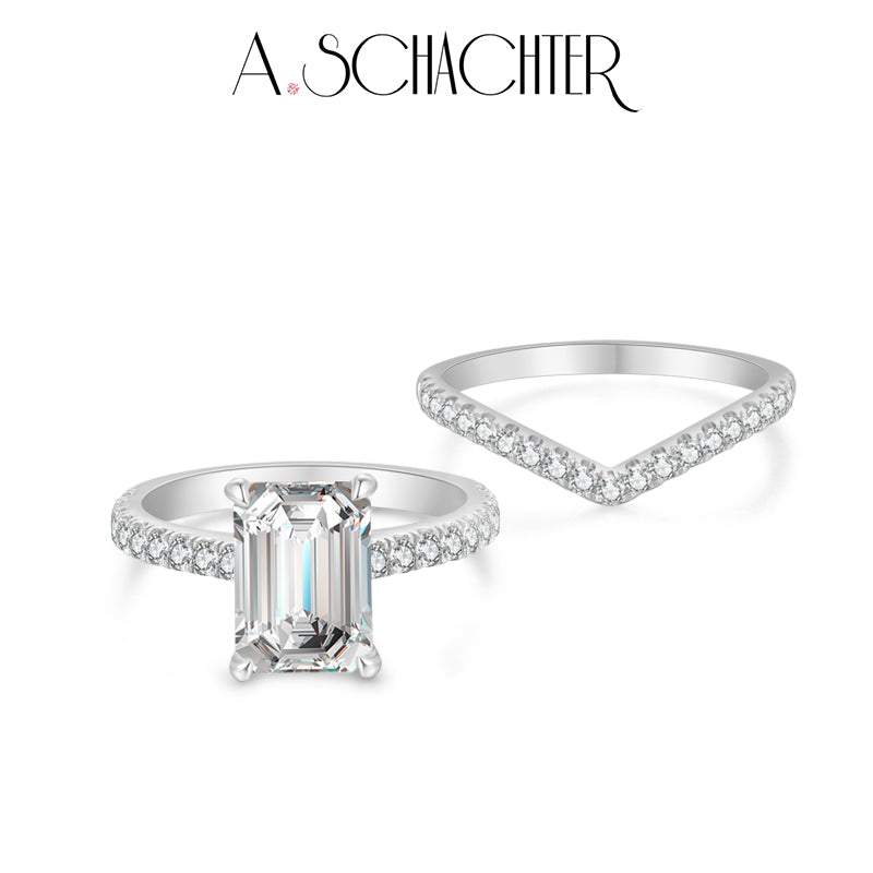 Prism Aurora Ring Set （2 ct. Emerald cut)