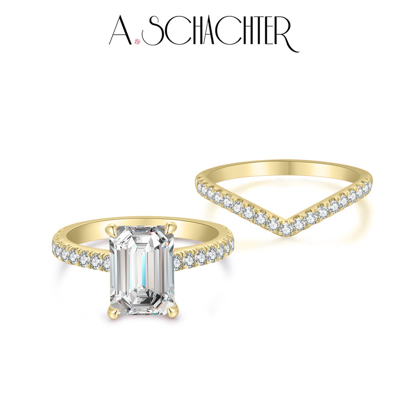 Prism Aurora Ring Set （2 ct. Emerald cut)