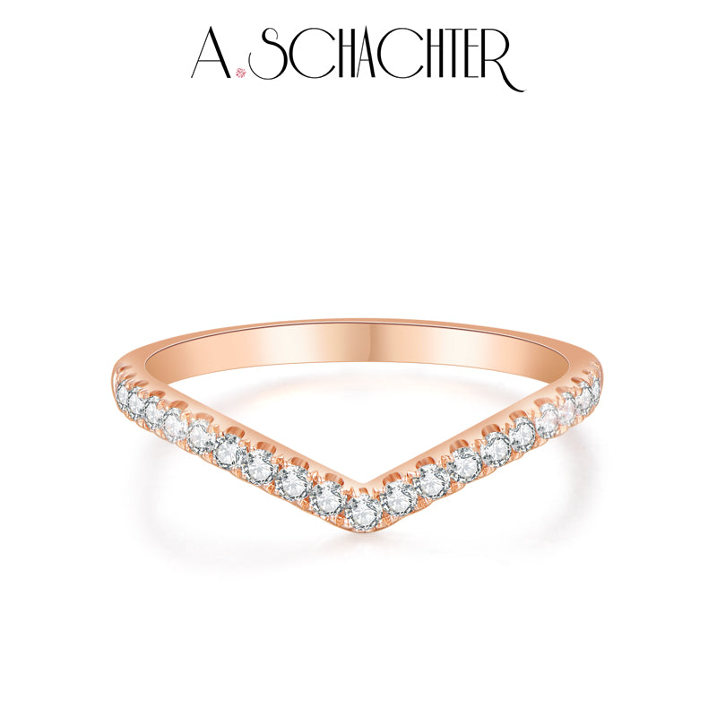 V-shaped pavé band （0.46ct. Round cut)