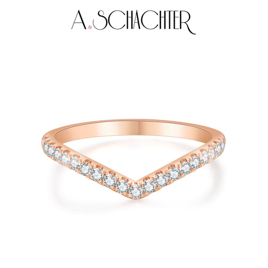 V-shaped pavé band （0.46ct. Round cut)