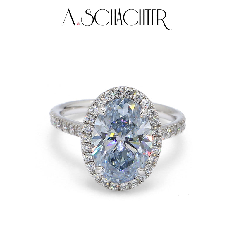 Grand Ocean Oval Halo Diamond Ring （3 ct. Oval cut)