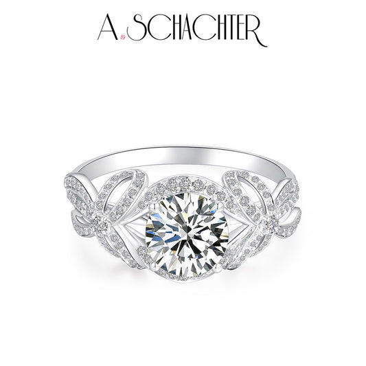 Ribbon Pavé Diamond Ring  （0.8 ct. Round cut)