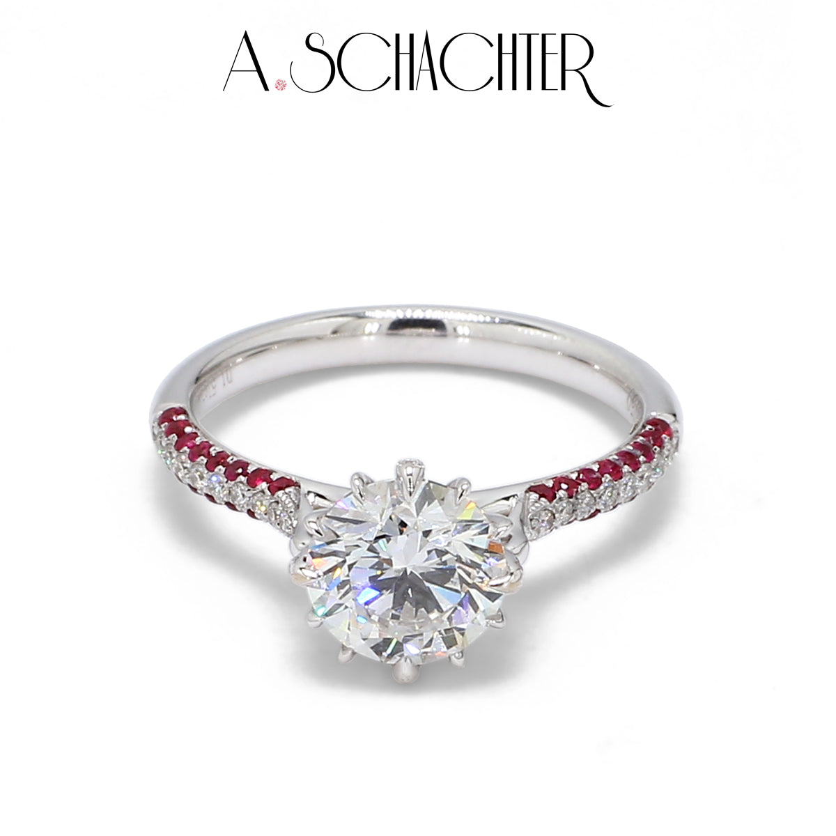 Crimson Radiance Solitaire Ring （1.5 ct. Round cut)