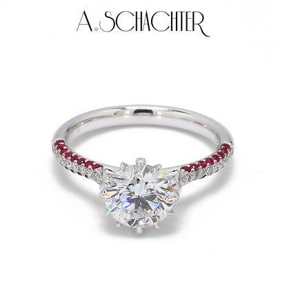 Crimson Radiance Solitaire Ring （1.5 ct. Round cut)