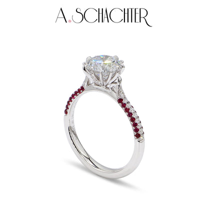 Crimson Radiance Solitaire Ring （1.5 ct. Round cut)
