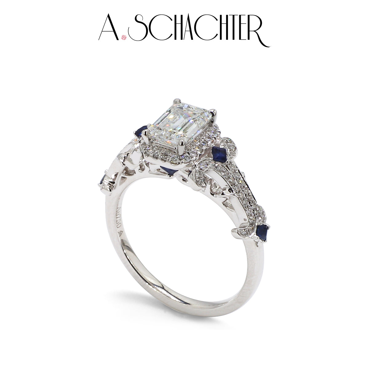Sapphire Serenade Ring (1ct Emerald-cut diamond)