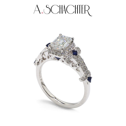 Sapphire Serenade Ring (1ct Emerald-cut diamond)