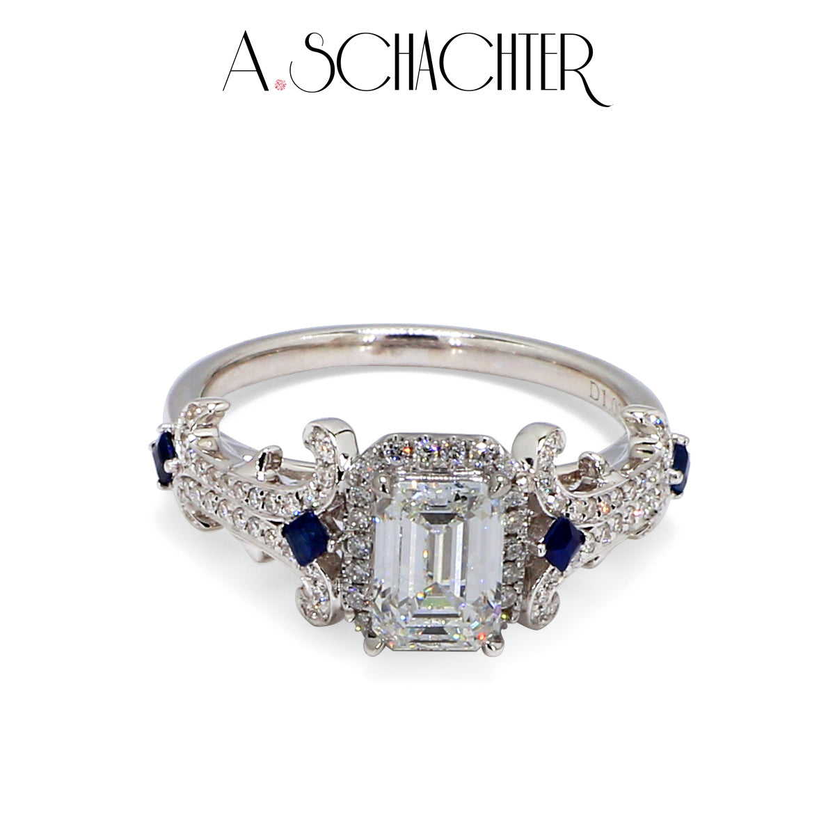 Sapphire Serenade Ring (1ct Emerald-cut diamond)