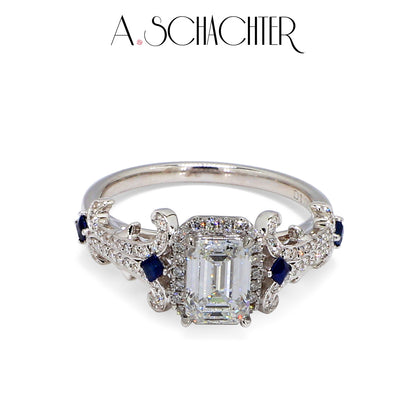 Sapphire Serenade Ring (1ct Emerald-cut diamond)
