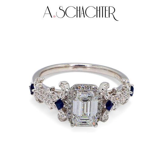 Sapphire Serenade Ring (1ct Emerald-cut diamond)