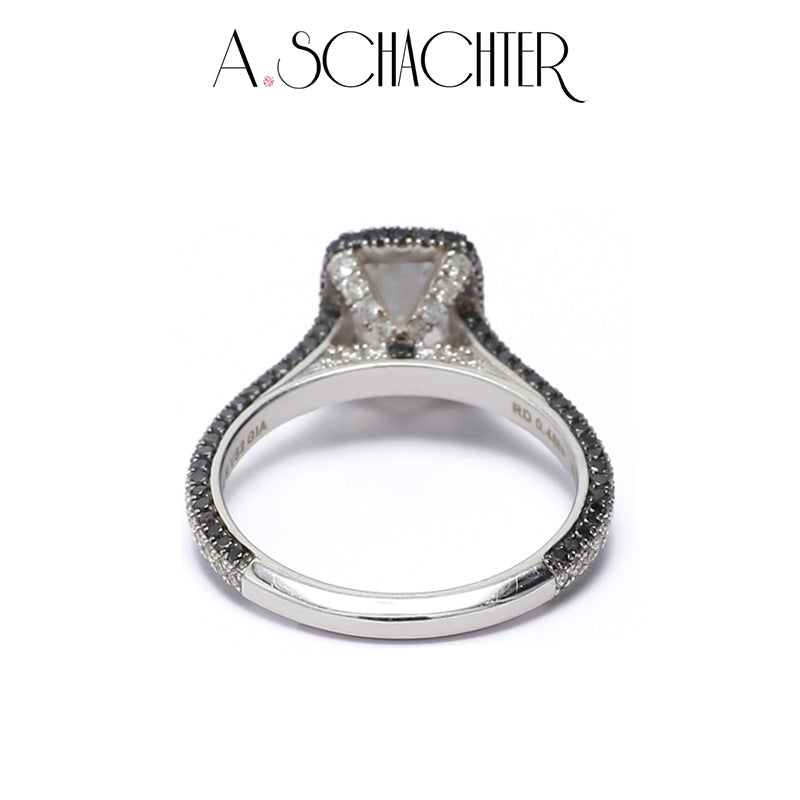 Noir & Lumière Halo Ring （1 ct. Cushion cut)