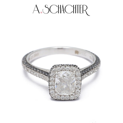 Noir & Lumière Halo Ring （1 ct. Cushion cut)