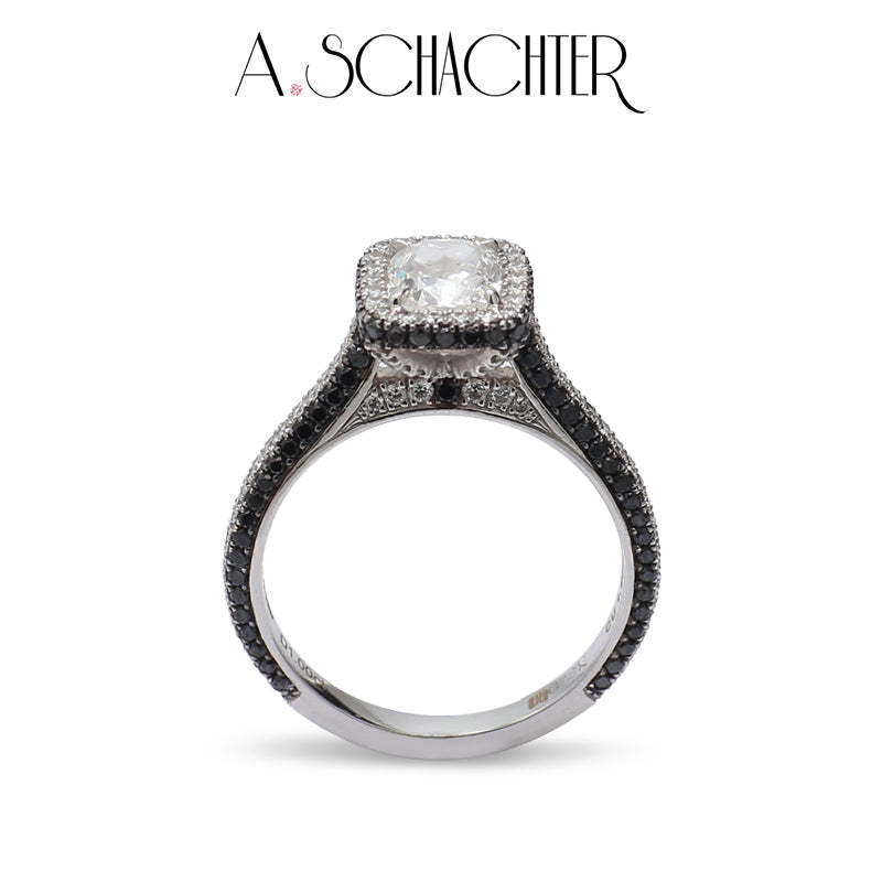 Noir & Lumière Halo Ring （1 ct. Cushion cut)
