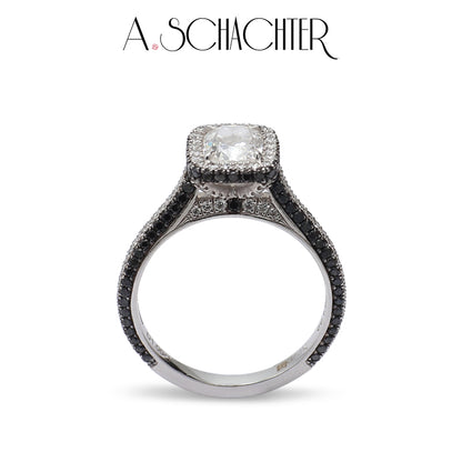 Noir & Lumière Halo Ring （1 ct. Cushion cut)