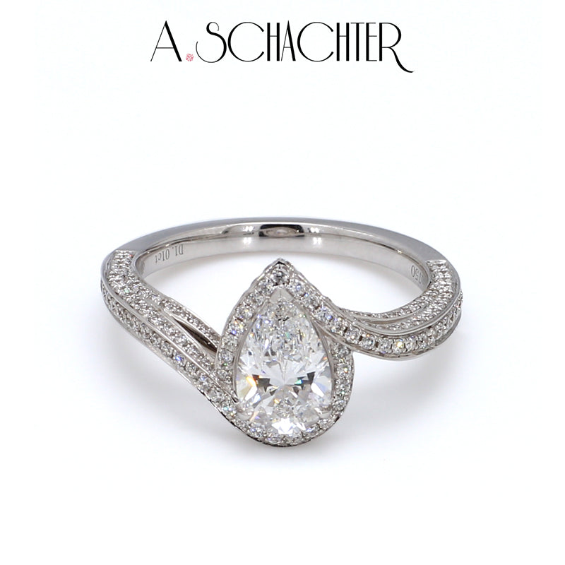Elysian Pear Halo Diamond Ring （1.01 ct. Pear cut)