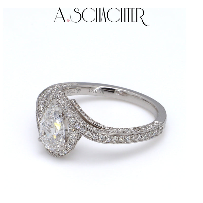 Elysian Pear Halo Diamond Ring （1.01 ct. Pear cut)