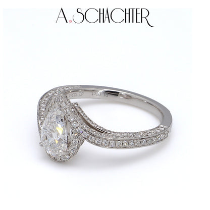 Elysian Pear Halo Diamond Ring （1.01 ct. Pear cut)