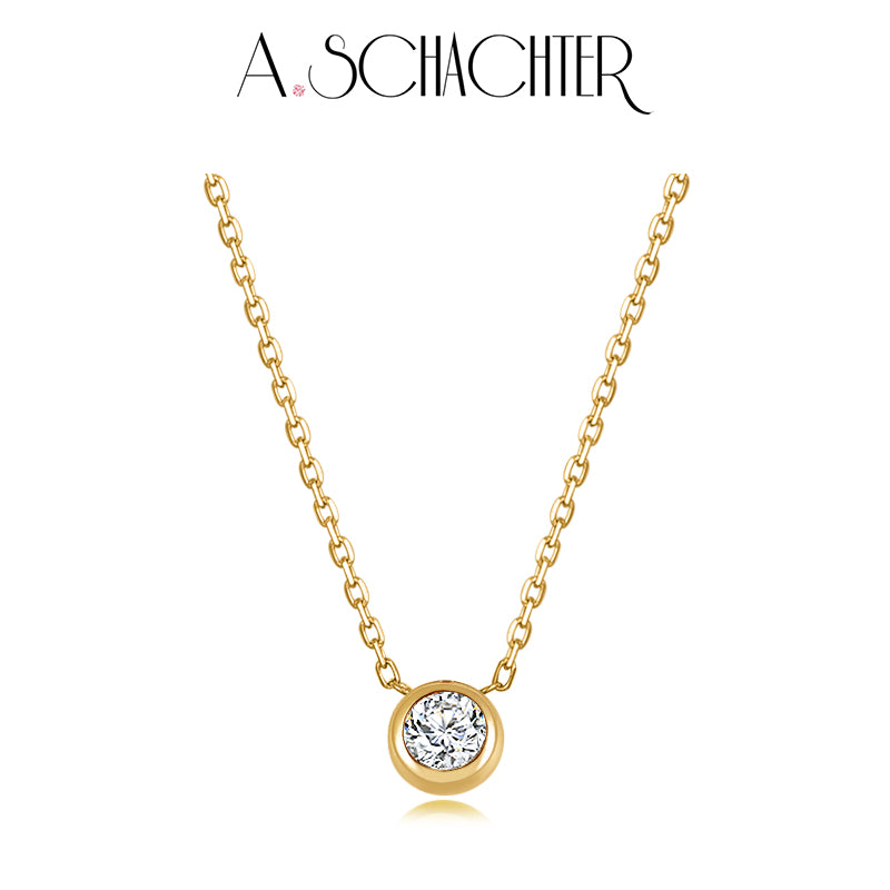 Classic Bezel Diamond  Necklace （0.2 ct. round cut)