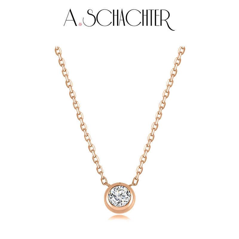 Classic Bezel Diamond  Necklace （0.2 ct. round cut)