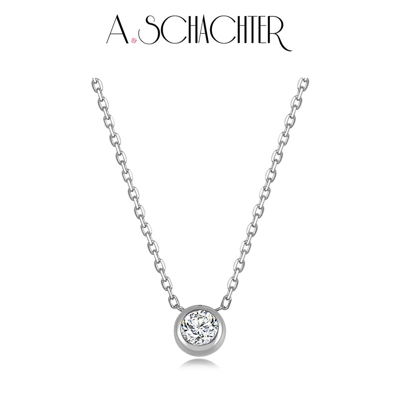 Classic Bezel Diamond  Necklace （0.2 ct. round cut)