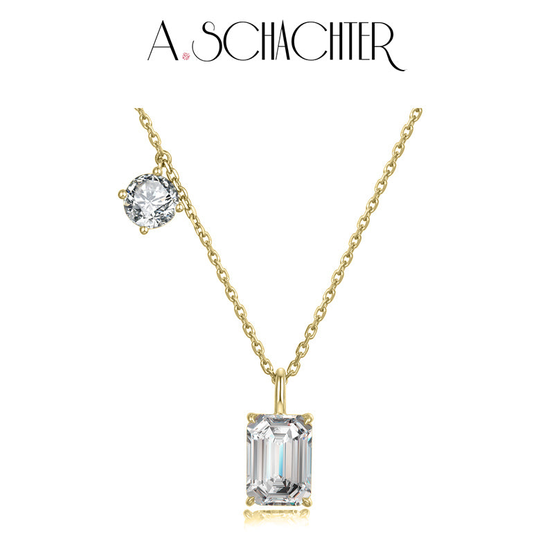 Sparkling Duo Necklace （2 ct. emerald cut)