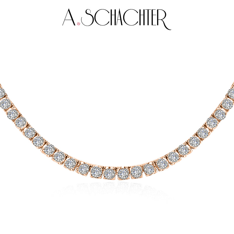 Classic Tennis Diamond Necklace （ 0.1ct* 125 Stones. 12.37 ct. Round cut)