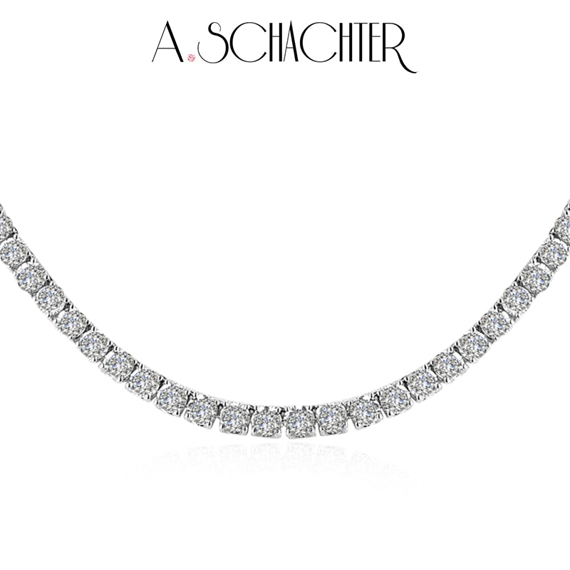 Classic Tennis Diamond Necklace （ 0.1ct* 125 Stones. 12.37 ct. Round cut)
