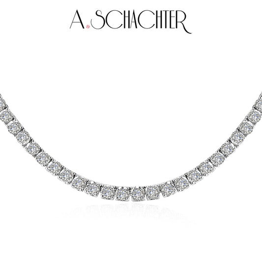 Classic Tennis Diamond Necklace （ 0.1ct* 125 Stones. 12.37 ct. Round cut)