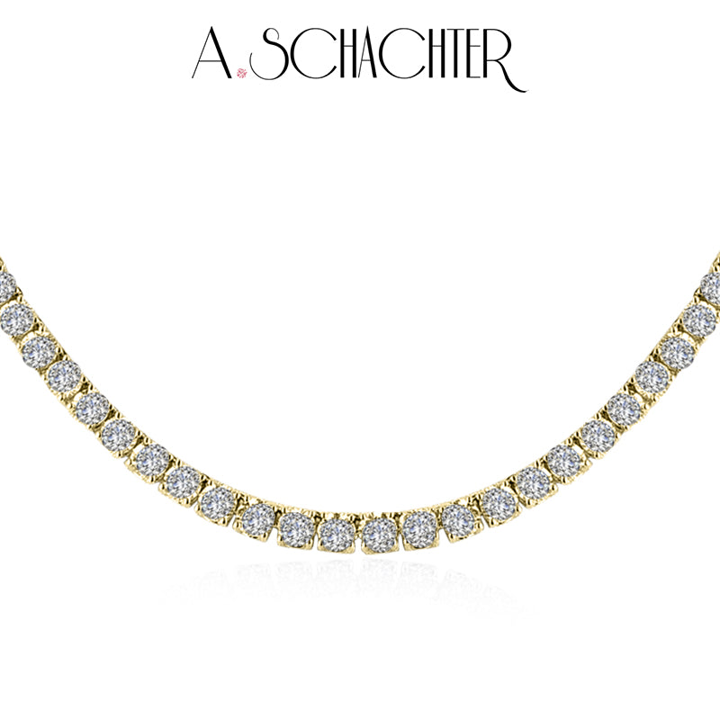 Classic Tennis Diamond Necklace （ 0.1ct* 125 Stones. 12.37 ct. Round cut)