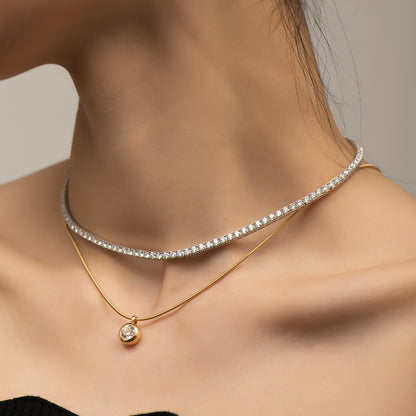 Classic Tennis Diamond Necklace （ 0.1ct* 125 Stones. 12.37 ct. Round cut)